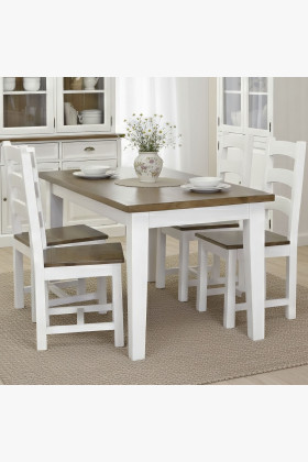 Drevený stôl z masívu biely 140 x 80 cm - hnedý